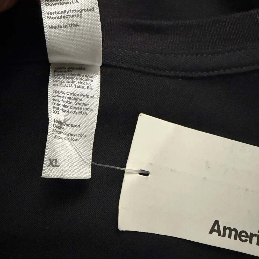New American Apparel Black‎ Cotton Fine Jersey Crew Neck T-Shirt S/S Dress XL